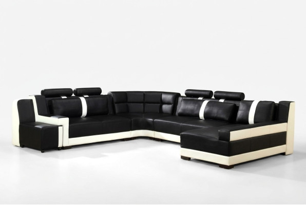 Narożnikowa kanapa Żywy krajobraz + USB Podkładka Zestaw narożny Design Couch Nowoczesna skórzana sofa