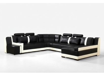 Narożnikowa kanapa Żywy krajobraz + USB Podkładka Zestaw narożny Design Couch Nowoczesna skórzana sofa