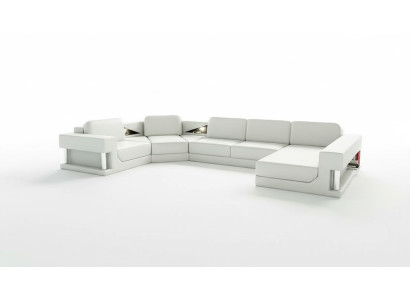 Narożnikowa kanapa Nowoczesna Skóra Sofa Żywy krajobraz + USB Podkładka Zestaw narożny Design Couch