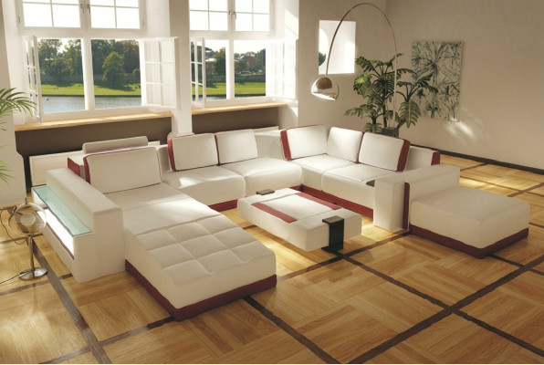 Sofa Kanapa Narożnikowa kanapa Valentin UForm Luksusowa Designerska Sofa Skórzana Kanapa LED Skóra Nowoczesna