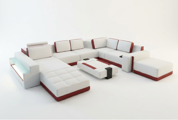 Sofa Kanapa Narożnikowa kanapa Valentin UForm Luksusowa Designerska Sofa Skórzana Kanapa LED Skóra Nowoczesna