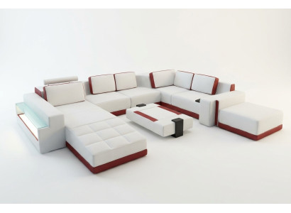 Sofa Kanapa Narożnikowa kanapa Valentin UForm Luksusowa Designerska Sofa Skórzana Kanapa LED Skóra Nowoczesna
