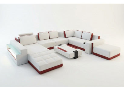 Sofa Kanapa Narożnikowa kanapa Valentin UForm Luksusowa Designerska Sofa Skórzana Kanapa LED Skóra Nowoczesna