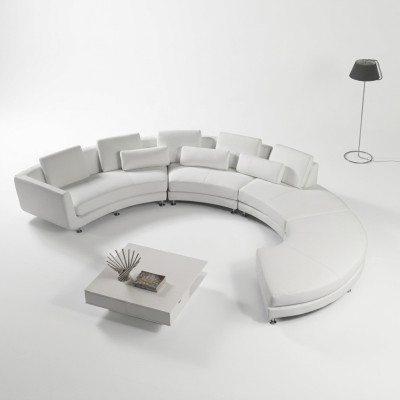 Narożnikowa kanapa Nowoczesna okrągła kanapa Okrągły Narożnik Podkładka Sofa Siedziba Ustawić Skóra Kanapa + USB