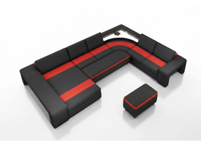 Żywy krajobraz Narożnikowa kanapa z LED & Sofa USB Podkładka Couch Ustaw U Shape Skóra