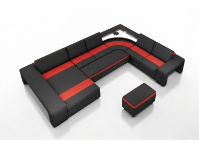 Żywy krajobraz Narożnikowa kanapa z LED & Sofa USB Podkładka Couch Ustaw U Shape Skóra