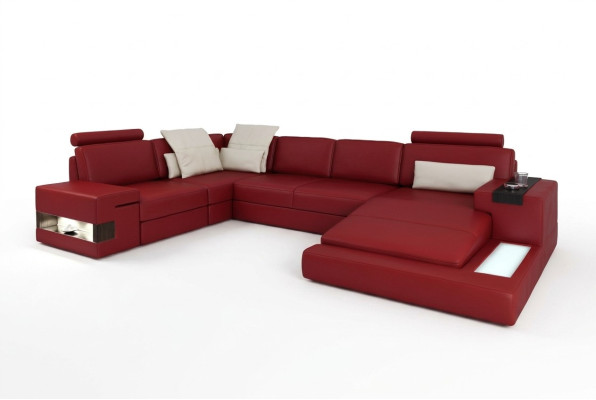 Narożnikowa kanapa z USB & LED Żywy krajobraz Sofa Podkładka Couch Ustawić U Shape Skóra