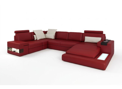 Narożnikowa kanapa z USB & LED Żywy krajobraz Sofa Podkładka Couch Ustawić U Shape Skóra