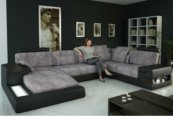 Narożnik do salonu kanapa Narożnikowa kanapa Sofa Podkładka Zestaw narożny Żywy krajobraz + USB