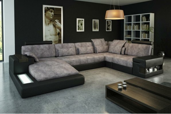 Narożnik do salonu kanapa Narożnikowa kanapa Sofa Podkładka Zestaw narożny Żywy krajobraz + USB