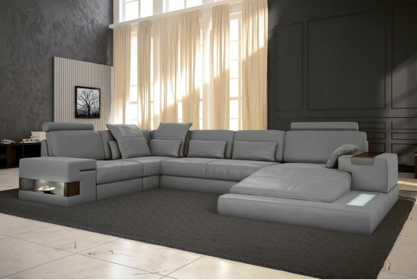 Skóra Design Sofa Kanapa Podkładka Narożnikowa kanapa Ustawić Żywy krajobraz Narożnikowa kanapa z USB