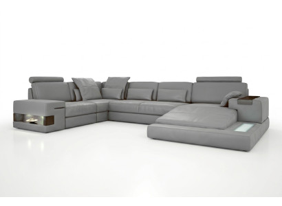Skóra Design Sofa Kanapa Podkładka Narożnikowa kanapa Ustawić Żywy krajobraz Narożnikowa kanapa z USB