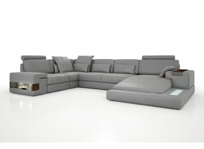 Skóra Design Sofa Kanapa Podkładka Narożnikowa kanapa Ustawić Żywy krajobraz Narożnikowa kanapa z USB