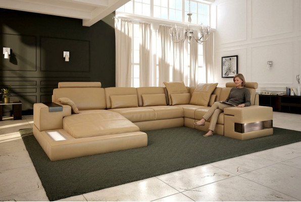 U Shape Sofa Żywy krajobraz U Shape Narożnikowa kanapa Couch Ustawić Podkładkę Narożnikowa kanapa z USB