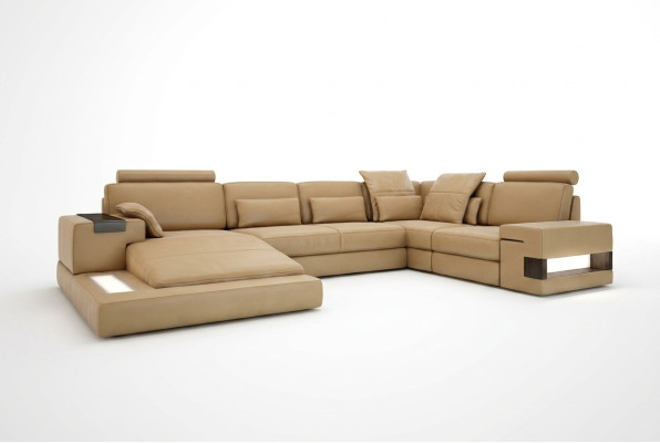 U Shape Sofa Żywy krajobraz U Shape Narożnikowa kanapa Couch Ustawić Podkładkę Narożnikowa kanapa z USB