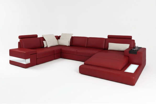 Narożnikowa kanapa z USB Sofa Couch Podkładka U Formularz Żywy krajobraz Skórzana sofa projektanta Narożnika