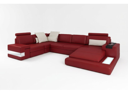 Narożnikowa kanapa z USB Sofa Couch Podkładka U Formularz Żywy krajobraz Skórzana sofa projektanta Narożnika