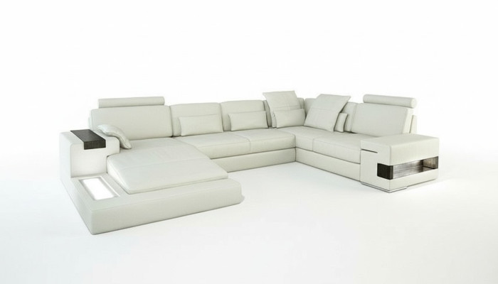 Design skórzana sofa sofa kanapa Podkładka Żywy krajobraz XXL Big Narożnikowa kanapa Narożnik z USB