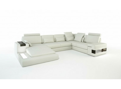 Design skórzana sofa sofa kanapa Podkładka Żywy krajobraz XXL Big Narożnikowa kanapa Narożnik z USB
