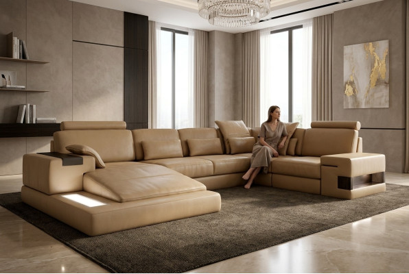 Żywy krajobraz Podkładka Couch Ustawić dużą sofę Bellini Design Skórzana sofa na USB