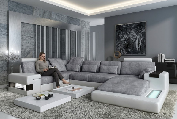 Włókienniczy Sofa USB Podkładka Narożnik Ustawić Żywy krajobraz Skórzana Sofa Design Couch