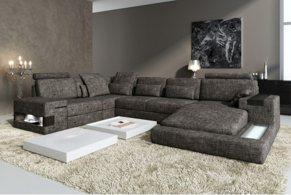 Narożnikowa kanapa Sofa skórzana Sofa USB Podkładka Ustaw Form XXL Duże sofy Żywy krajobraz