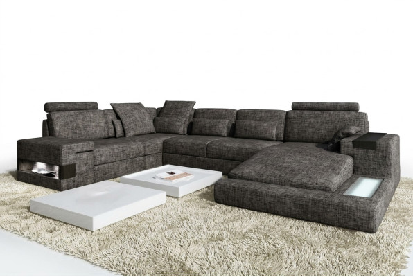 Narożnikowa kanapa Sofa skórzana Sofa USB Podkładka Ustaw Form XXL Duże sofy Żywy krajobraz