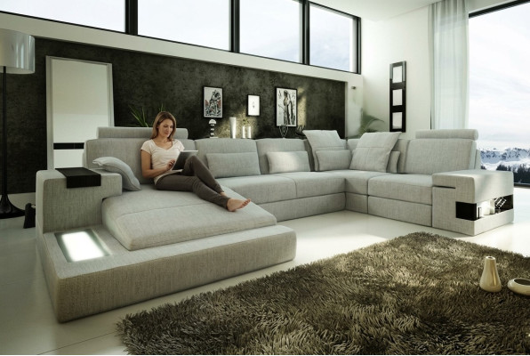 Design Sofa Narożnikowa kanapa + USB Couch Ustawić Podkładkę Siedziba Narożnik Sofy Żywy krajobraz