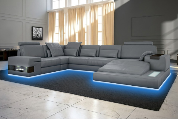 Duża sofa Żywy krajobraz Skórzana sofa z USB Design Sofa Couch Podkładka Narożnikowa kanapa
