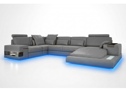 Duża sofa Żywy krajobraz Skórzana sofa z USB Design Sofa Couch Podkładka Narożnikowa kanapa
