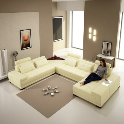 Żywy krajobraz Couch Podkładka Narożnik Ustawić Designerska Sofa Skórzana Duża Sofa Nowa + USB