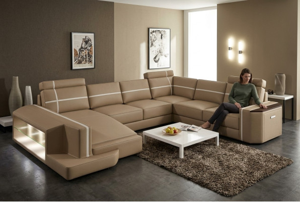Ty nasza skórzana sofa w kształcie litery U Modern w wykwintnym, designerskim stylu
