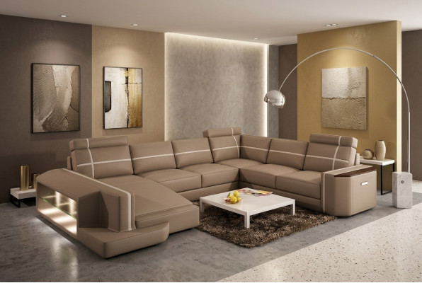 Ty nasza skórzana sofa w kształcie litery U Modern w wykwintnym, designerskim stylu