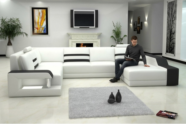 Skórzana Sofa Sofa Kanapa Podkładka Narożnikowa kanapa Big Ustawić Żywy krajobraz Sofas z USB