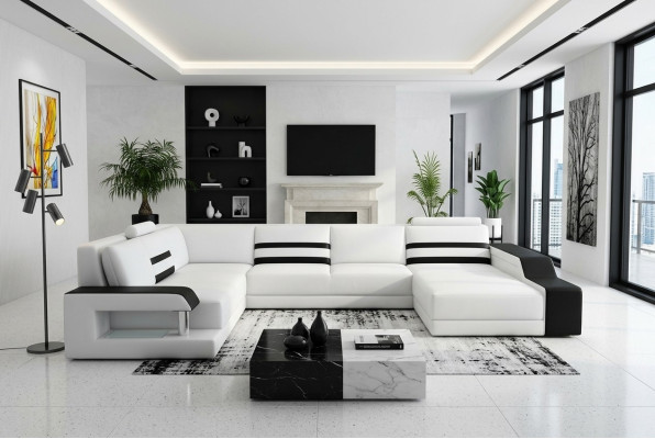 Skórzana Sofa Sofa Kanapa Podkładka Narożnikowa kanapa Big Ustawić Żywy krajobraz Sofas z USB