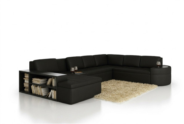 Nowoczesna Narożnikowa kanapa + USB Couch Podkładka Skóra Design Sofa Ustawić Żywy krajobraz New