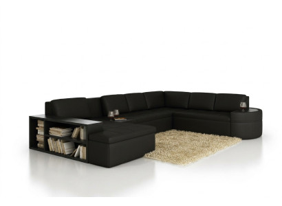 Nowoczesna Narożnikowa kanapa + USB Couch Podkładka Skóra Design Sofa Ustawić Żywy krajobraz New