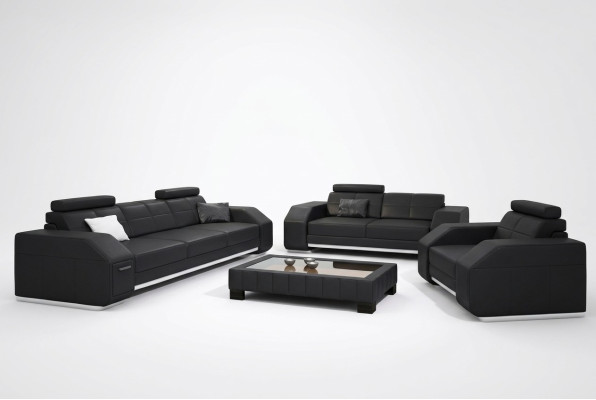 Skórzana sofa z USB Zestaw sofowy 3+2+1 Skóra Couch Podkładka Siedziba projektanta Ustawić