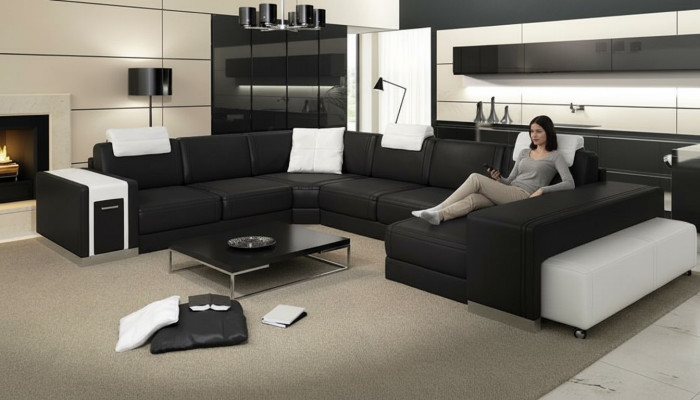 Żywy krajobraz Sofa z USB Couch Podkładka Narożnik XX Duża skórzana sofa Narożnikowa kanapa