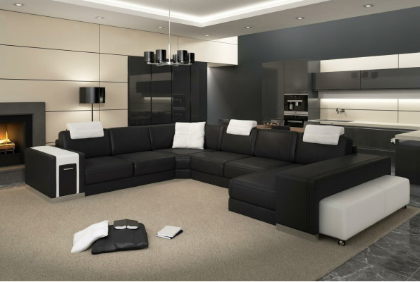 Żywy krajobraz Sofa z USB Couch Podkładka Narożnik XX Duża skórzana sofa Narożnikowa kanapa