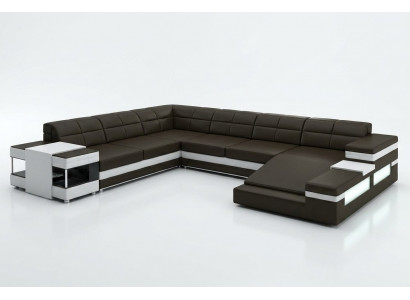 Skórzana sofa LED USB Sofa Couch Podkładka Narożnik Żywy krajobraz Narożnikowa kanapa Design Skóra
