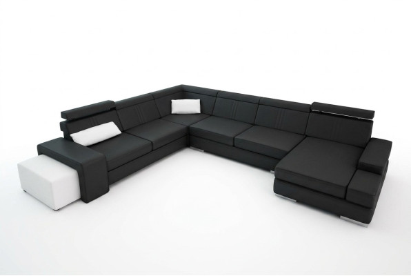 Sofa U Shape z USB Couch Podkładka Żywy krajobraz Skóra Zestaw narożny XXL Nowość