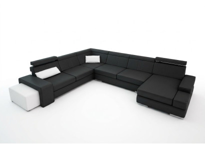 Sofa U Shape z USB Couch Podkładka Żywy krajobraz Skóra Zestaw narożny XXL Nowość