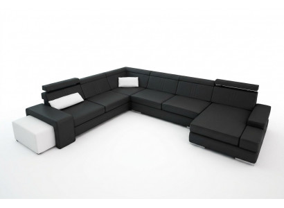 Sofa U Shape z USB Couch Podkładka Żywy krajobraz Skóra Zestaw narożny XXL Nowość