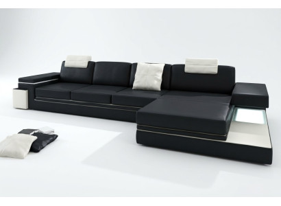 Skórzana sofa z USB Żywy krajobraz XXL Narożnikowa kanapa Bigsofa Design Couch Designerska sofa
