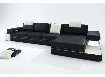 Skórzana sofa z USB Żywy krajobraz XXL Narożnikowa kanapa Bigsofa Design Couch Designerska sofa