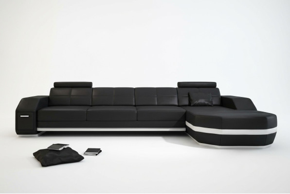 Narożnikowa kanapa USB + LED Sofa Żywy krajobraz U Form Podkładka Couch Sofa skórzana Materiał Skóra