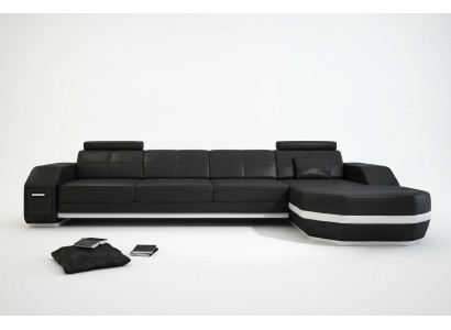 Narożnikowa kanapa USB + LED Sofa Żywy krajobraz U Form Podkładka Couch Sofa skórzana Materiał Skóra