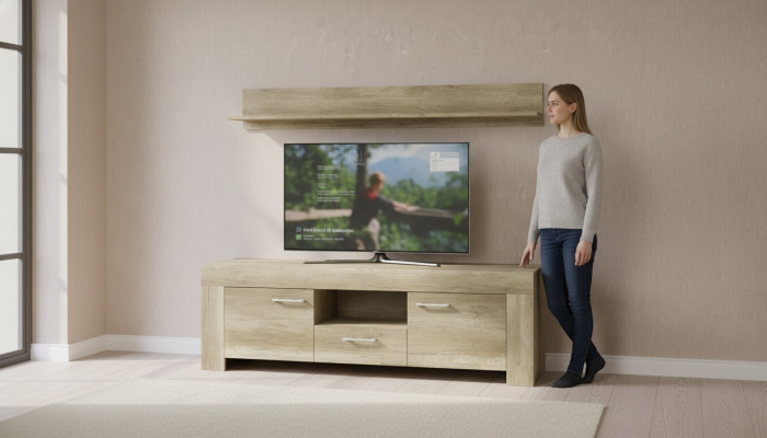Półka + RTV Szafa Telewizor kredensowy SRTV155+P155 Telewizor Ściana
