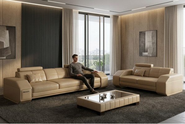 Designerski Zestaw sofowy Skórzana Sofa USB Zestaw 3+2+1 Ustawić Nowa Sofa Kanapa Obcios